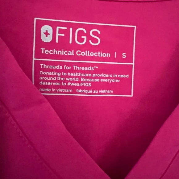 Figs Raspberry V-Neck Scrub Top - Picture 2 of 2